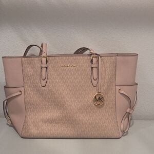 XL Michael Kors Blush Pink MK Logo Tote with Gold Charm